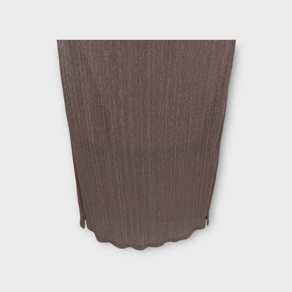 Express Dress Formal Slip Shimmer Strappy Plunging V Double Slit Midi beige M P - Picture 4 of 10
